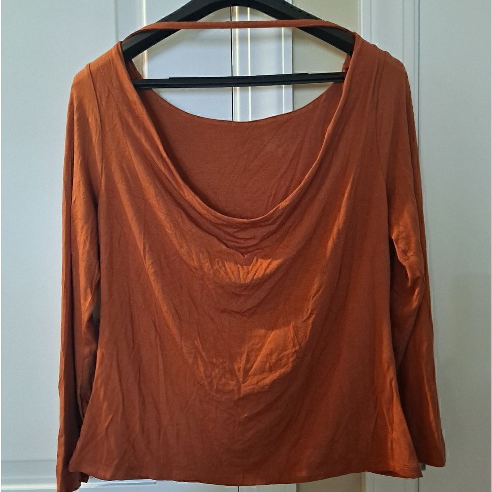NWOT 1. State Long Sleeve Open Cowl Scoop Back with Cross Strap XXL - Picture 3 of 7